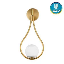 Aplique de pared interior dorado globo frost E27