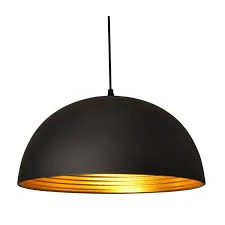 LAMPARA COLGANTE DE TECHO NEGRA Y DORADA REDONDA E27 ML